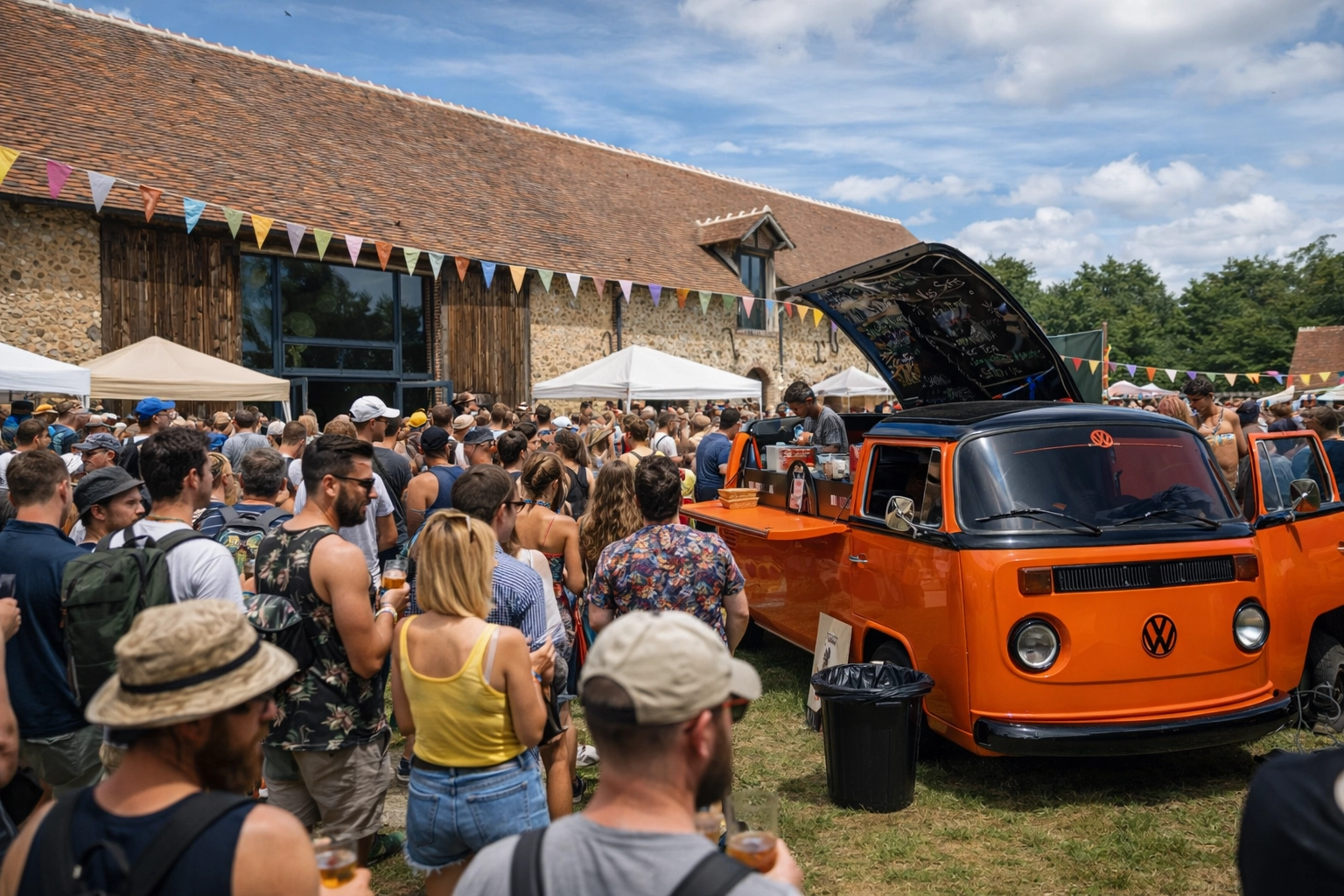 Combi Bar vintage lors d'un festival en plein air